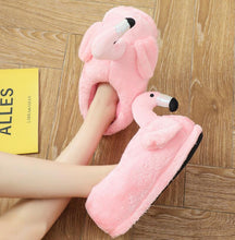 Load image into Gallery viewer, Winter lovely Home Slippers Chausson Shoes Women Flamingo slippers pantuflas unicornio pantoufle femme Warm Cotton Shoes hy24